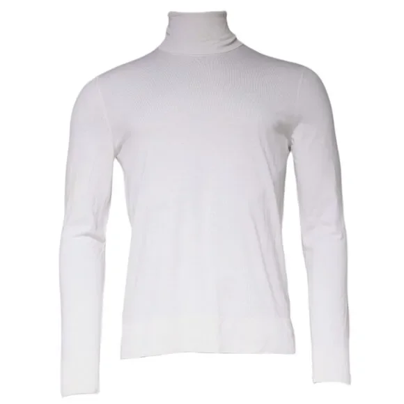 Dolce Gabbana White Long Sleeve Turtleneck Men Pullover Sweater